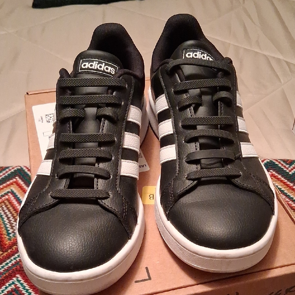 Adidas Black and White Striped Sneakers
